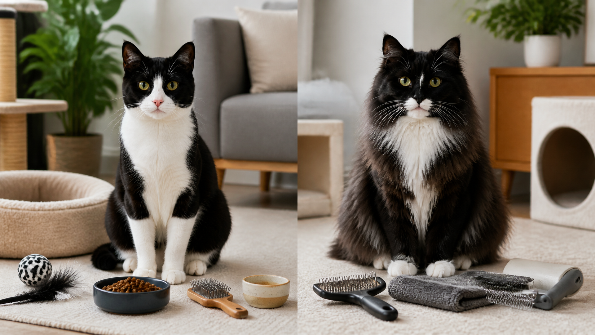 A black and white tuxedo cat sitting on a soft blanket, looking at the camera with bright eyes.