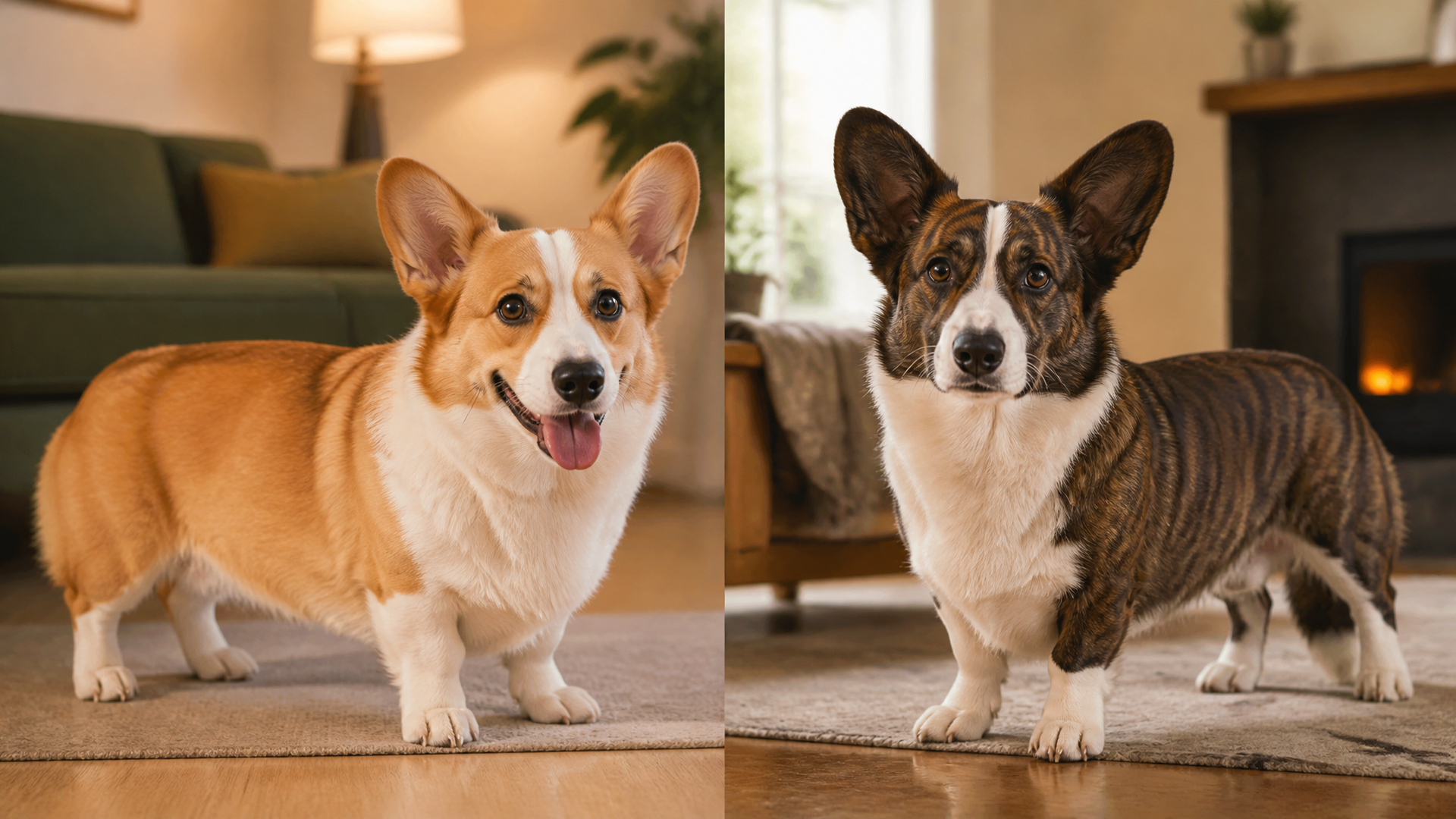 Pembroke Welsh Corgi with alert ears and cowboy bandana standing on grass